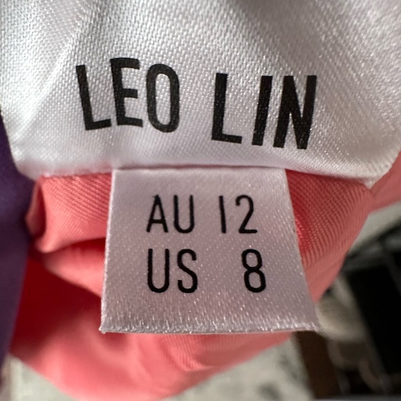 Leo Lin Dress Cleo Ombré Pink Coral Sleeveless A-Line Cocktail Midi Dress Size 8 - Picture 6 of 6